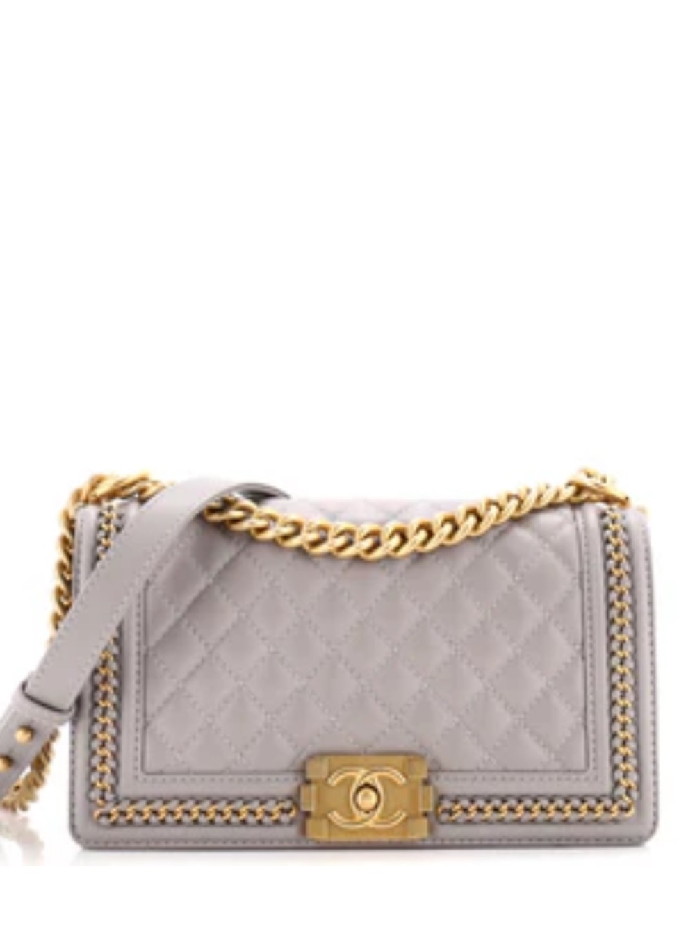 CHANEL Quilted Le Boy Flap Bag In quilted caviar | pale lilac